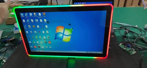 PCAP টাচ স্ক্রিন এলসিডি মনিটরের আকার 10.1 ইঞ্চি থেকে 98 ইঞ্চি পর্যন্ত গেম মেশিনের জন্য রঙিন এলইডি লাইটের সাথে