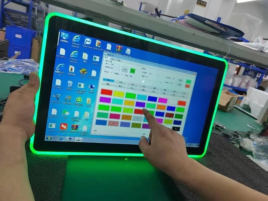 PCAP টাচ স্ক্রিন এলসিডি মনিটরের আকার 10.1 ইঞ্চি থেকে 98 ইঞ্চি পর্যন্ত গেম মেশিনের জন্য রঙিন এলইডি লাইটের সাথে