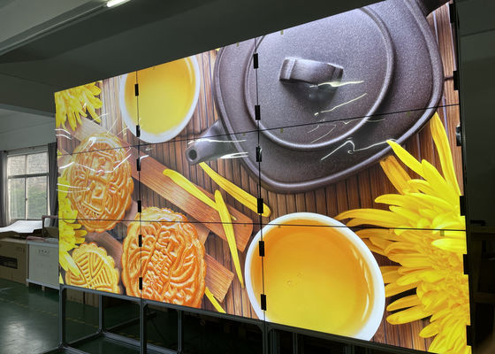 LCD ভিডিও ওয়াল UHD 4k রেজোলিউশন 3X3 ডিজিটাল সাইনেজ 55 ইঞ্চি 450 উজ্জ্বলতা মিনি বেজেল